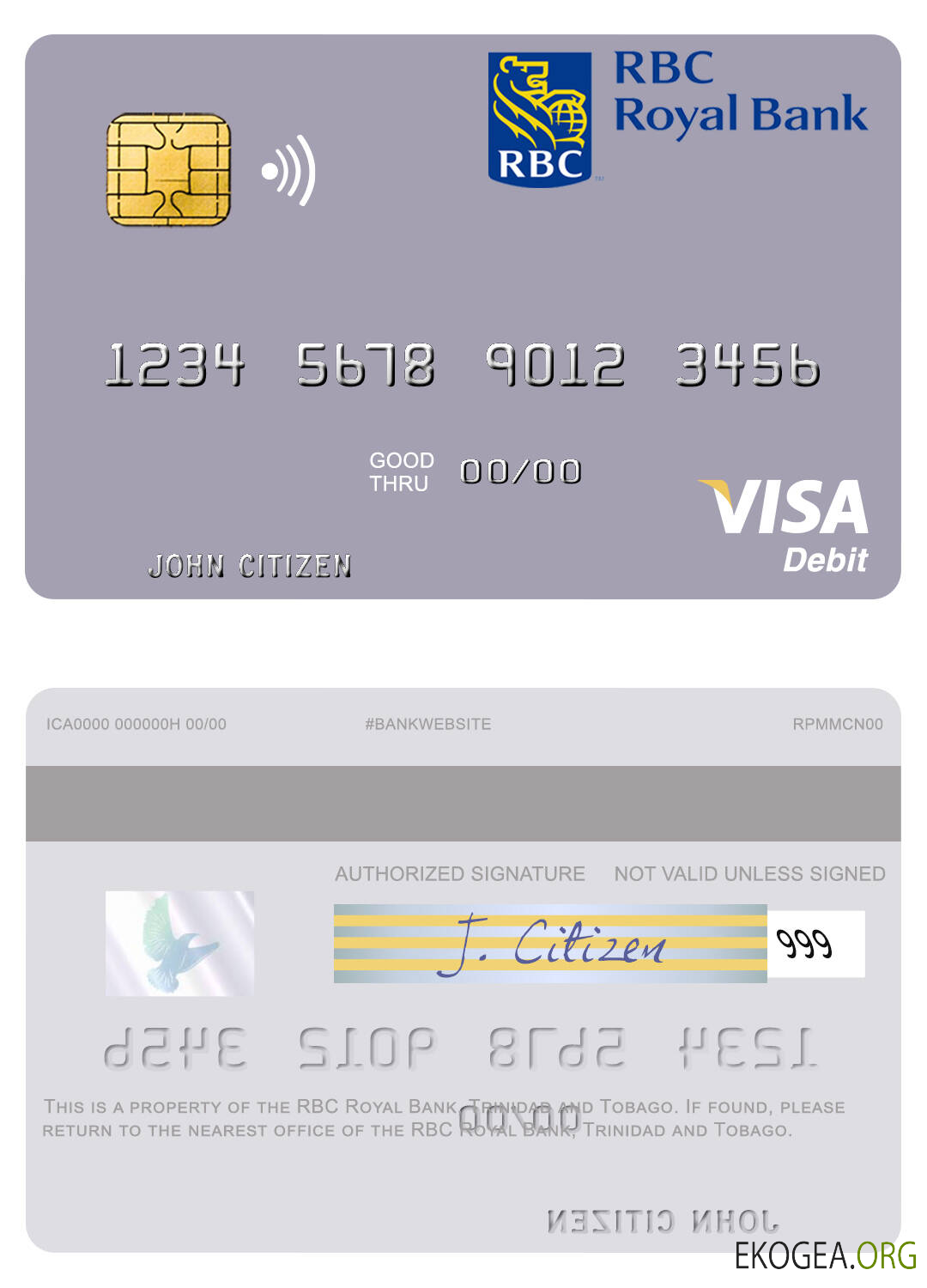 Carte de débit Visa RBC Banque Royale de Trinité et Tobago